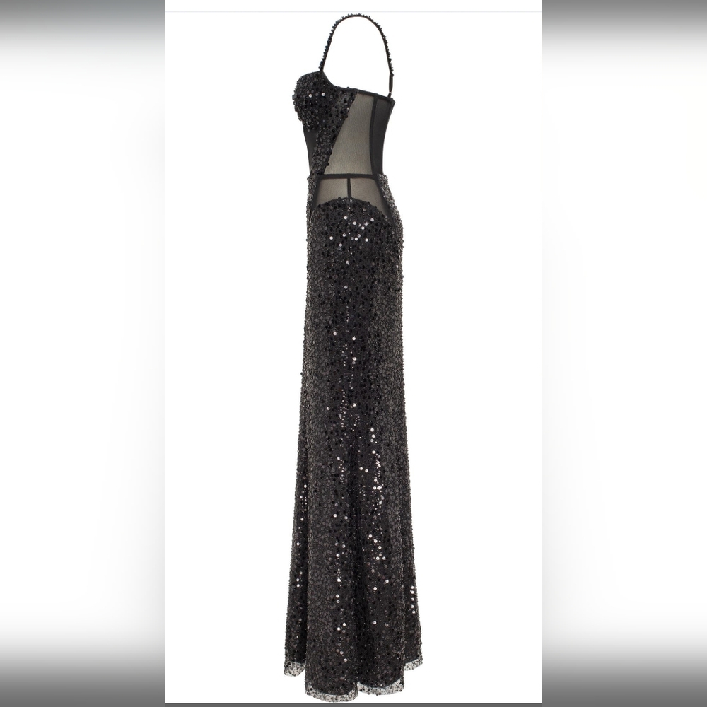 NWT Milla Bizzare Fully Sequined Tie-Straps Maxi Dress - Picture 9 of 14